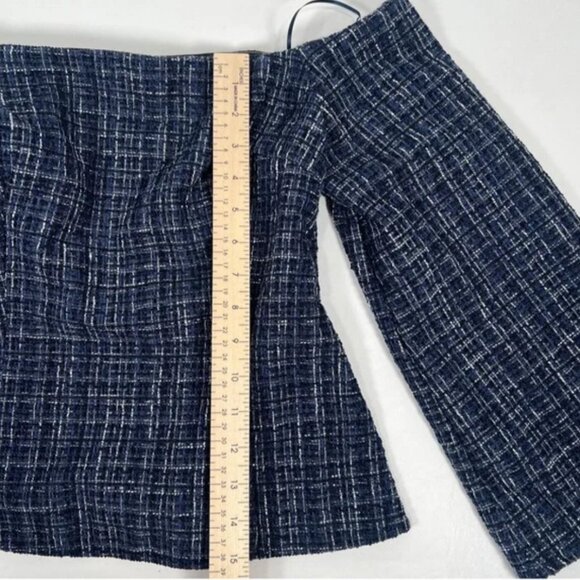 NWT ZARA Tweed Textured Off Shoulder Top Flare Sleeve 8741/257/030 Size SMALL - Picture 11 of 15